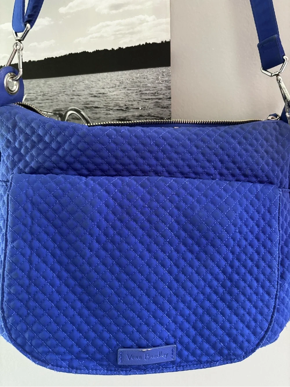 Vera Bradley Carson Mini Hobo Crossbody Bag in Gage Blue Quilted Microfiber